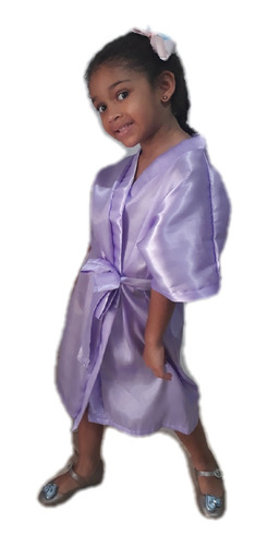 12 Robe Hobby Roupao Cetim Infantil Bordado Personalizado