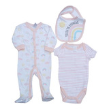 Primera Muda Body Pijama Babero Bebe Niña Arcoiris Baby Kids