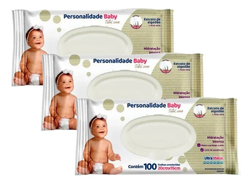 Kit 3 Toalha Umedecida Personalidade Baby  - 300 Unidades