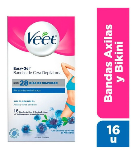 Bandas Depilatorias Veet Axilas Y Bikini Piel Sensible 16 Un