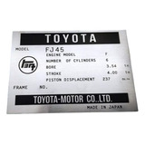 Toyota Land Cruiser Fj40 Emblema Serial Plaqueta Aluminio 