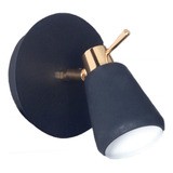 Aplique Pared 1 Luz Moderno Negro Detalles Oro Rd