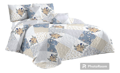 Cubre Cama Cobertor 2 Plaza Quilt Estampado Reversible.