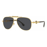 Lentes Sol Versace Ve2236 Medusa Iconic Metal Pilot Italy 59