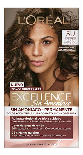 Tinte Loreal Excellence Nudes Sin Amoníaco Castaño Claro 5u 