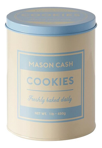 Lata Para Cookie Mason Cash Bakers Authority 14 X 17 Cm Cor Branco E Azul Claro