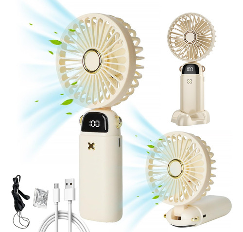 Ventilador De Mano Pequeño, Portátil, Recargable Y Plegable