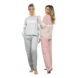 Pijama Dama Algodon Rayado Invierno T5-6 Lencatex Art 24320e