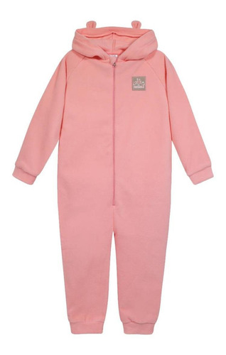 Pijama Niña Polar Sustentable C/gorro Liso Rosa H2o Wear