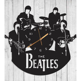 Reloj De Pared Beatles Calado En Madera Deco Negro