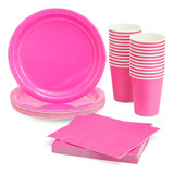 Platos, Vasos Y Servilletas De Papel Juvale, Color Rosa Inte