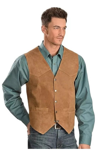 Chaleco Vaquero De Cuero Vaquero Para Hombre [u]