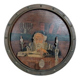 Antiga Placa Judaica Em Madeira E Bronze  - 7917