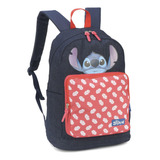 Mochila Costas Escolar Juvenil Disney Stitch Jeans Luxcel