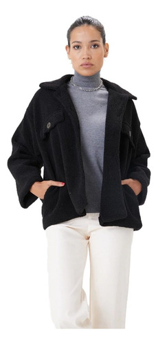 Campera Mujer Estilo Camisaco De Corderito Sherpa Forrado