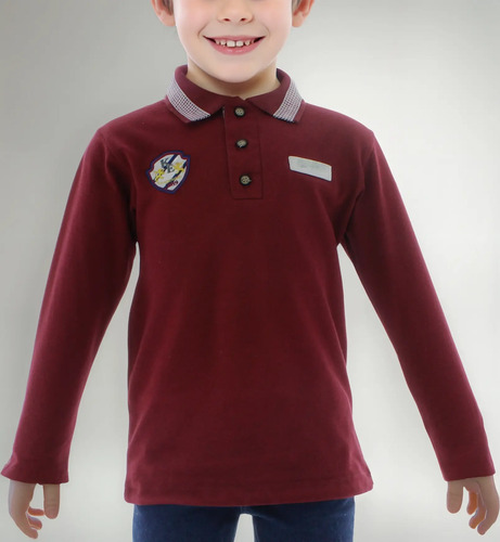 Playera Niño Polo Rojo Manga Larga 3284 2 A 18 Años