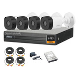 Kit 4 Camaras Seguridad Dvr Dahua 8ch Fullhd Lite P2p +disco