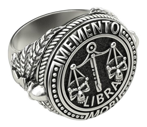 Anillo Hombre Anillo Calavera Zodiaco Libra Plata 925