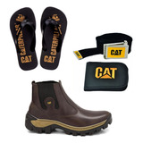 Kit Bota Masculina Cinto Carteira Chinelo Cater Bico Pvc