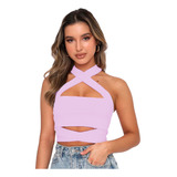 Crop Top Sexy Cruzado Para Dama 