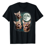 Playera Gato En La Luna, Camiseta Nocturna