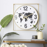 Deco 79 Reloj De Pared De Metal Vintage Dorado, 26 X 24