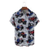 Camisa Hawaiana Unisex De Jeep Con Bandera Estadounidense, C