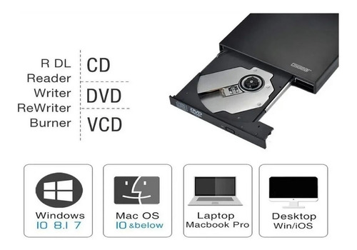 Unidad De Dvd Externa Quemador Cd Dvd Externo Usb