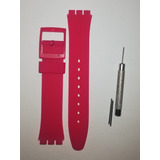 Corre De Reloj Swatch 17mm Fucsia C/logo +pasador Y Herramie