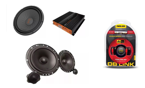 Kit Subwoofer Stage122d+amplificador+set De Medios Y Cables