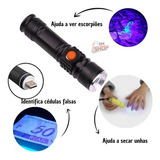 Lanterna Usb Uv Luz Negra Ultravioleta Led Inseto Escorpião Cor Da Lanterna Preta Cor Da Luz Negra (uv)