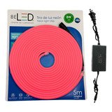 Tira Led Neon Flex 5m 12v Con Fuente 12v 3a Decorativa Color De La Luz Rosa