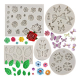 5pcs Molde Silicona Flor De Rosa Margarita Mariposa Fondant