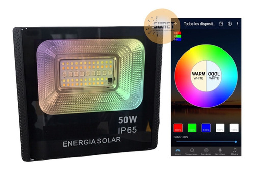 Reflector Led Rgb Multicolor 50w Solar Bluetooth