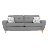 Sofá Sillon Escandia 2 Cuerpos Chenille Premium Pata Madera Color Gris