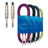 Cable Kwc Neon 102 Plug Plug X 3 Mts Mallado Guitarra Bajo