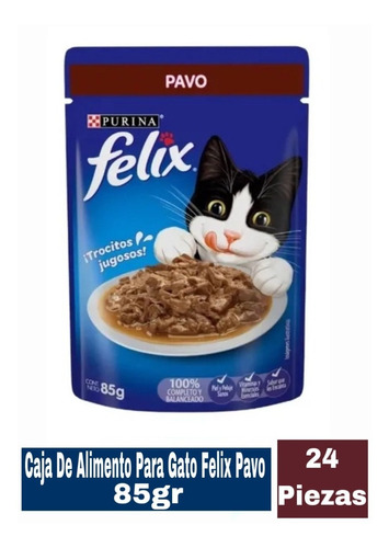 Caja De Alimento Para Gato Felix Pavo 24 Piezas