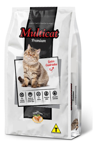 Ração Gatos Castrados Multicat Premium 25kg Nutritop