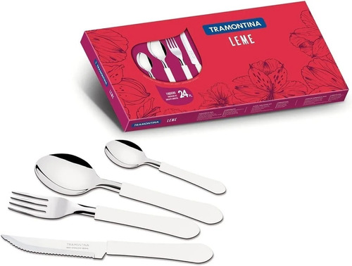 Kit Talheres Faqueiro Tramontina Inox Churrasco Cozinha 24pç