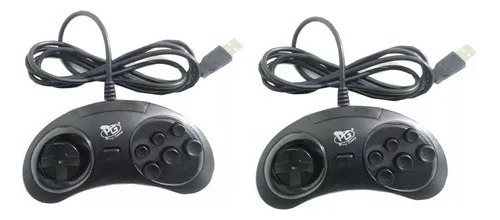 Kit 2 Controles Usb Estilo Mega Drive Para Pc Notebook 