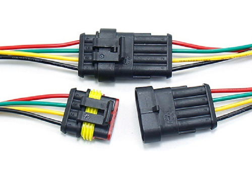 Kit Conector Pacha 4 Vías Automotriz Intemperie Con Cables