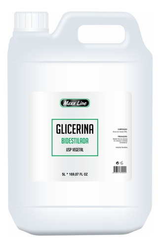 Glicerina 100% Vegetal Bi-destilada Usp Vegano 5 Litros