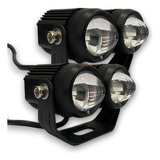 Juego De Bi-faros Duales Led Blanco+ambar+flash Con Lupa