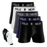 Kit 5 Cuecas Boxer Adulto Masculinas Sem Costura + 4 Meias