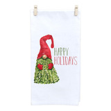 Handmade Gnome Christmas Tea Towel - Happy Holidays - Flour 