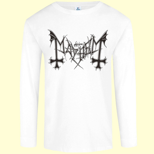 Playera Manga Larga Logo Mayhem Blanca