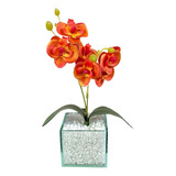 Flor De Orquídea Em Vaso Transparente Com Pedrinhas Brancas