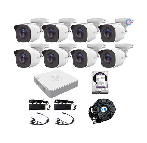 Kit 8 Camaras Hikvision 1080p 2 Mpx Cctv 1 Tb Dvr 10 Canales