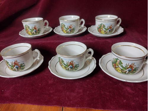 Antique, Antiguo Juego De 6 Tazas Para Café, Lozapenco Chile