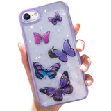 Funda Para iPhone SE (2020), Violeta/transparente/mariposa